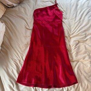 Express Vibrant Red One-Shoulder Dress
